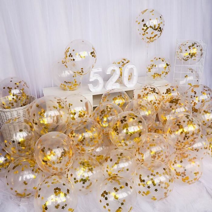 10pcs/lot Clear Balloons Gold Star Foil Confetti Transparent Balloons Happy Birthday Baby Shower Wedding Party Decorations - Image 2