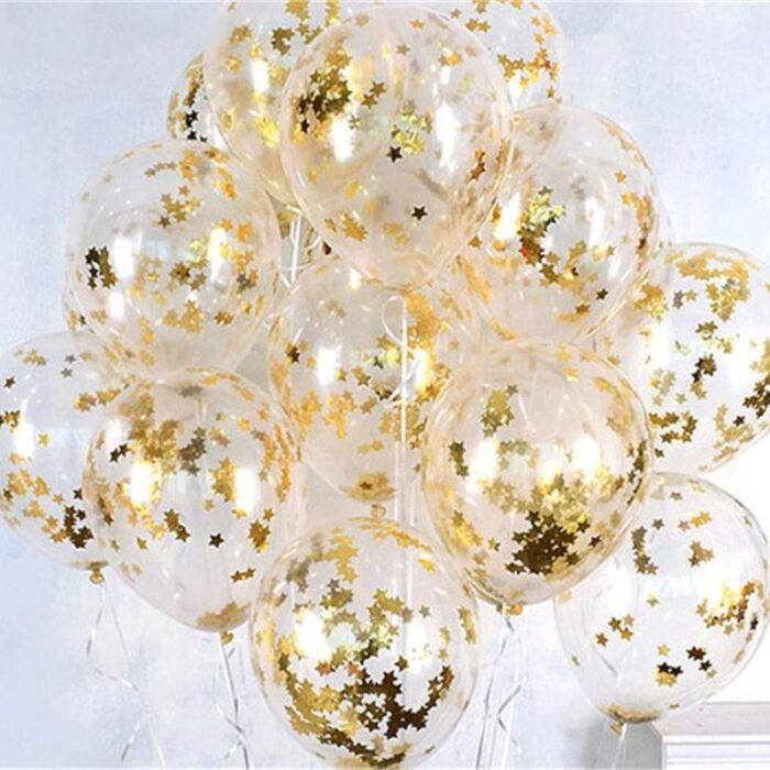 10pcs/lot Clear Balloons Gold Star Foil Confetti Transparent Balloons Happy Birthday Baby Shower Wedding Party Decorations