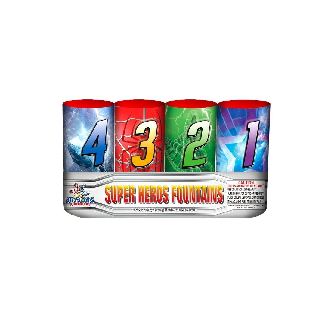Super Heros 4 Assorted Fountain Fireworks